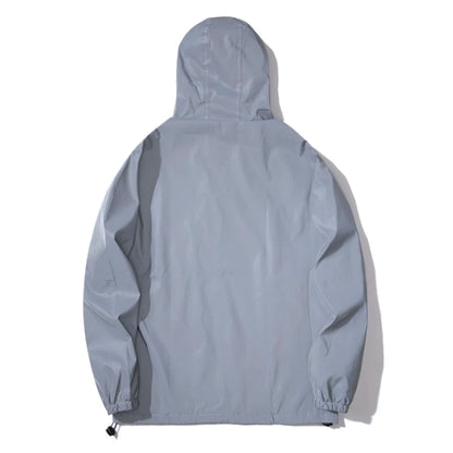 Reflective Gray Jacket – Casual Hooded Outerwear for All Seasons