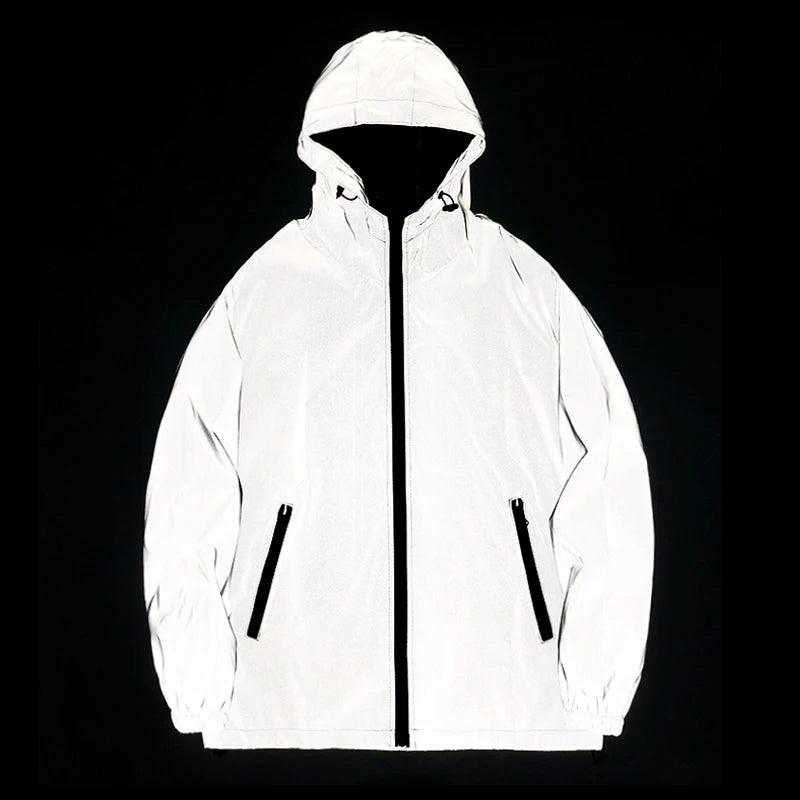 Reflective Gray Jacket – Casual Hooded Outerwear for All Seasons