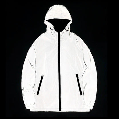 Reflective Gray Jacket – Casual Hooded Outerwear for All Seasons
