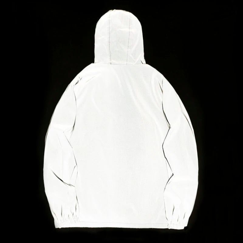 Reflective Gray Jacket – Casual Hooded Outerwear for All Seasons