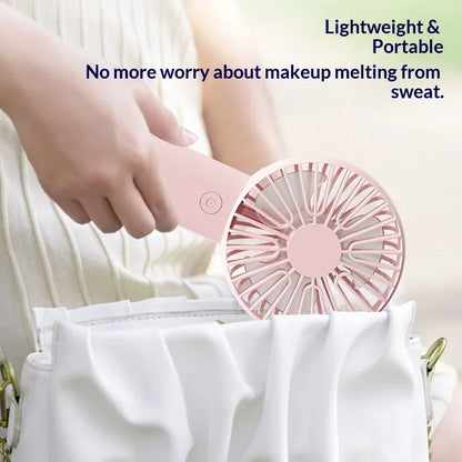 BreezeGo 3-in-1 Mini Handheld Fan – Portable USB Rechargeable Desk & Travel Fan