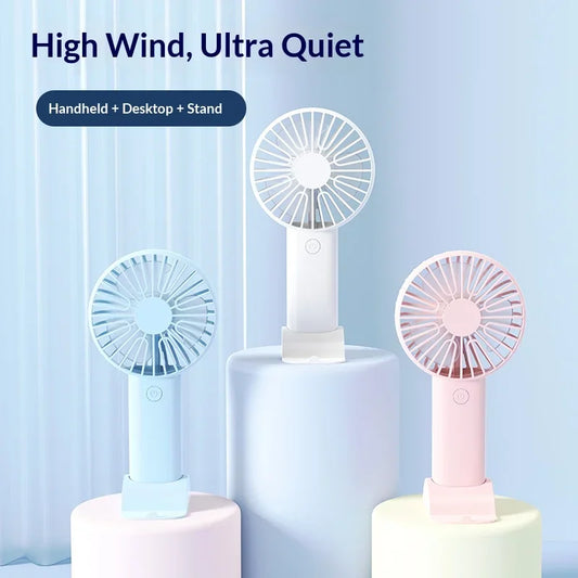 BreezeGo 3-in-1 Mini Handheld Fan – Portable USB Rechargeable Desk & Travel Fan
