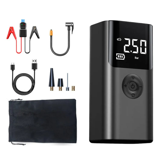 4 In 1 Car Jump Starter - Air Pump High Precision Portable Air Compressor For Car/Motorcycle/ Bicycle