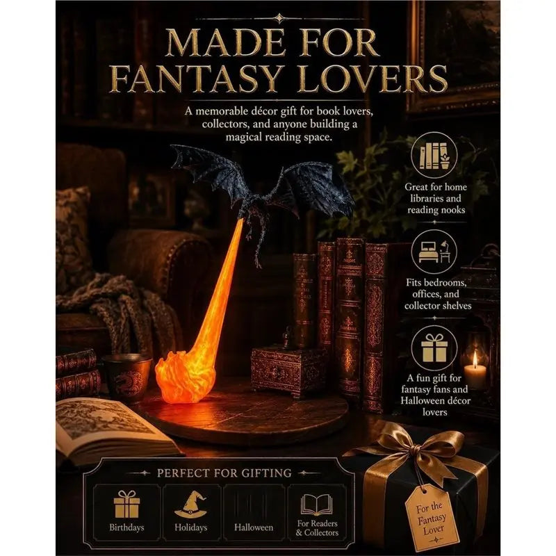Dragonfire Bookshelf Nook Light