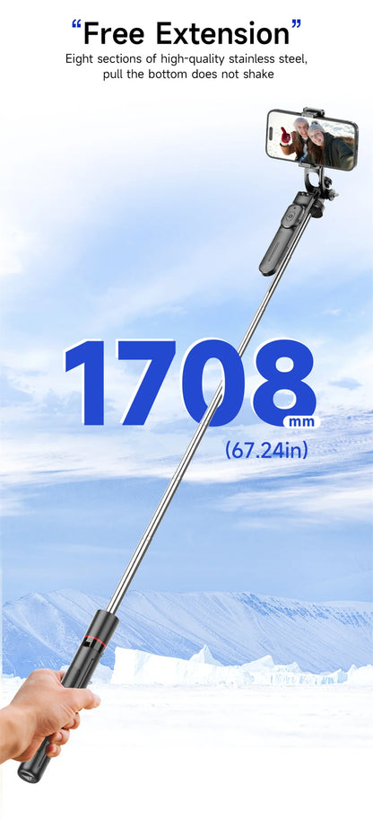 Wireless Bluetooth Selfie Stick Tripod – Extendable 170 cm Phone Stand