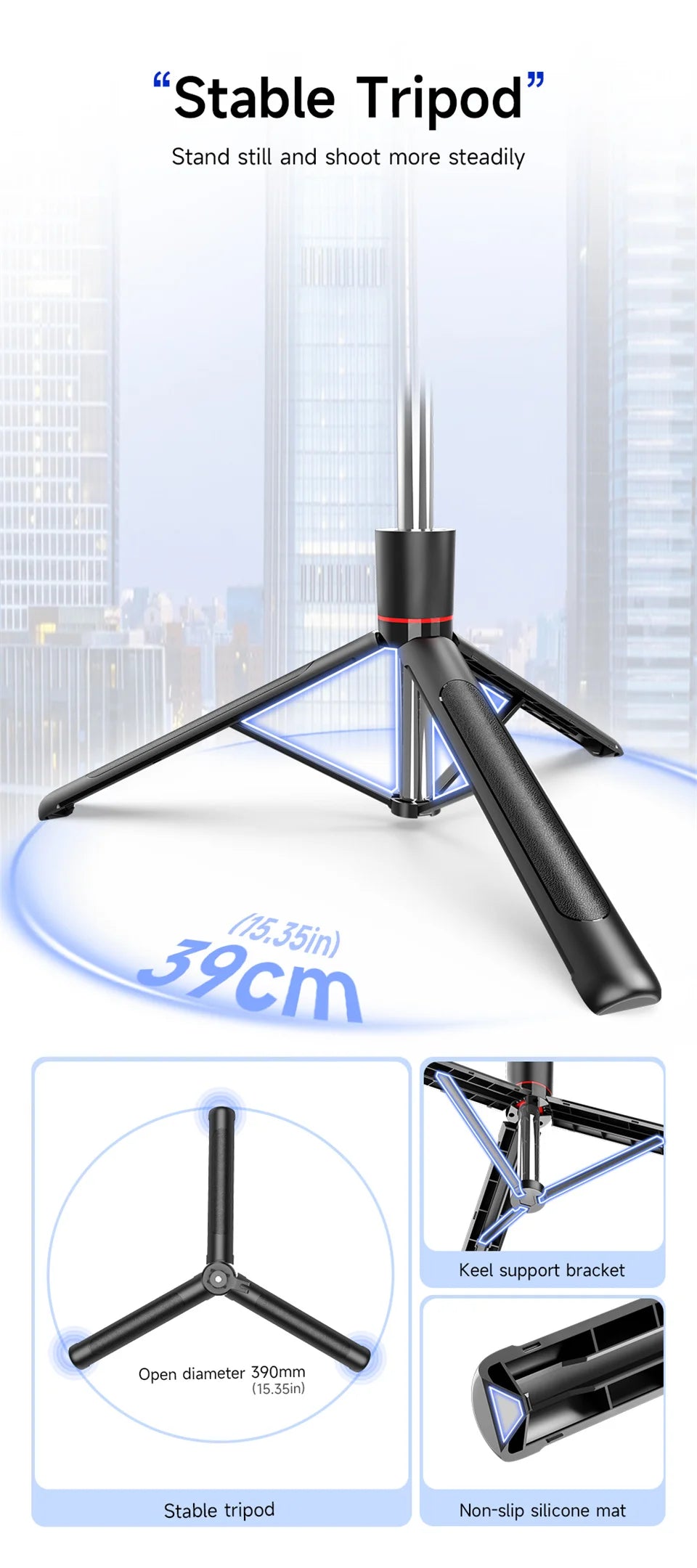 Wireless Bluetooth Selfie Stick Tripod – Extendable 170 cm Phone Stand