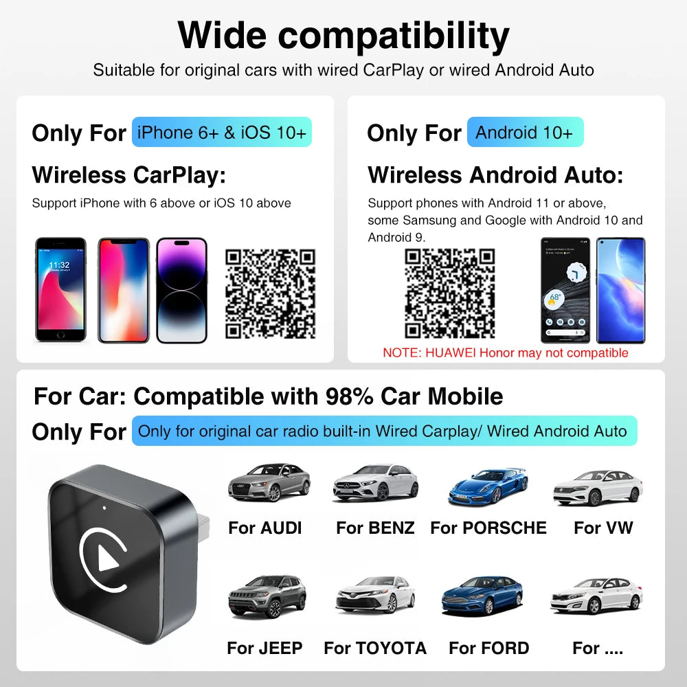 [Upgraded] 2-in-1 Wireless CarPlay & Android Auto Adapter