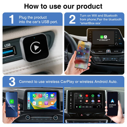 [Upgraded] 2-in-1 Wireless CarPlay & Android Auto Adapter