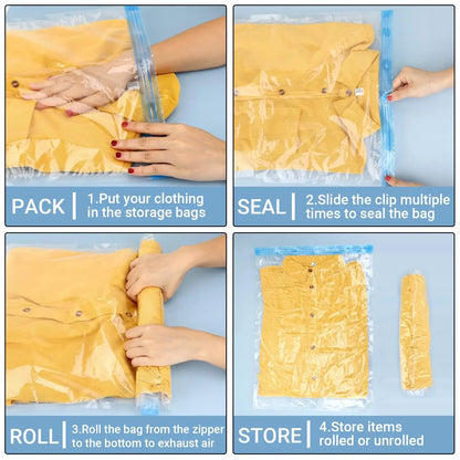 Roll-Up Travel Compression Bags – No Vacuum Required