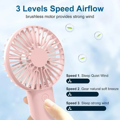 BreezeGo 3-in-1 Mini Handheld Fan – Portable USB Rechargeable Desk & Travel Fan