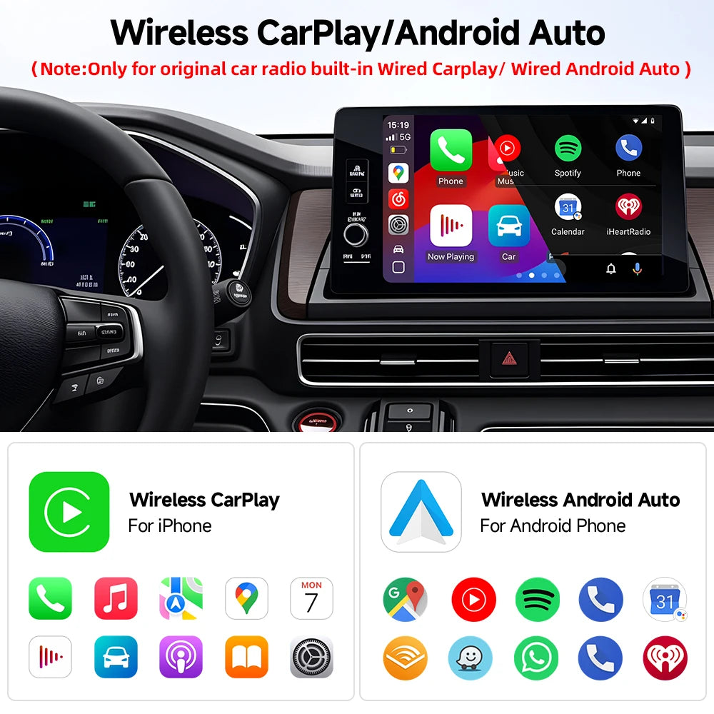 [Upgraded] 2-in-1 Wireless CarPlay & Android Auto Adapter