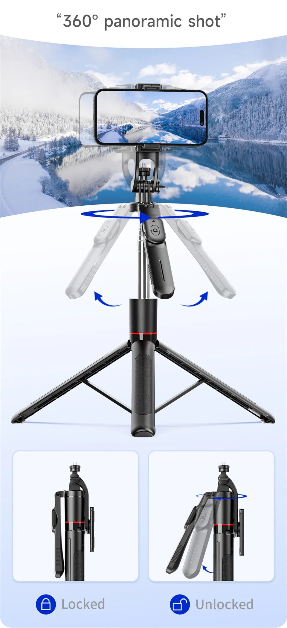 Wireless Bluetooth Selfie Stick Tripod – Extendable 170 cm Phone Stand