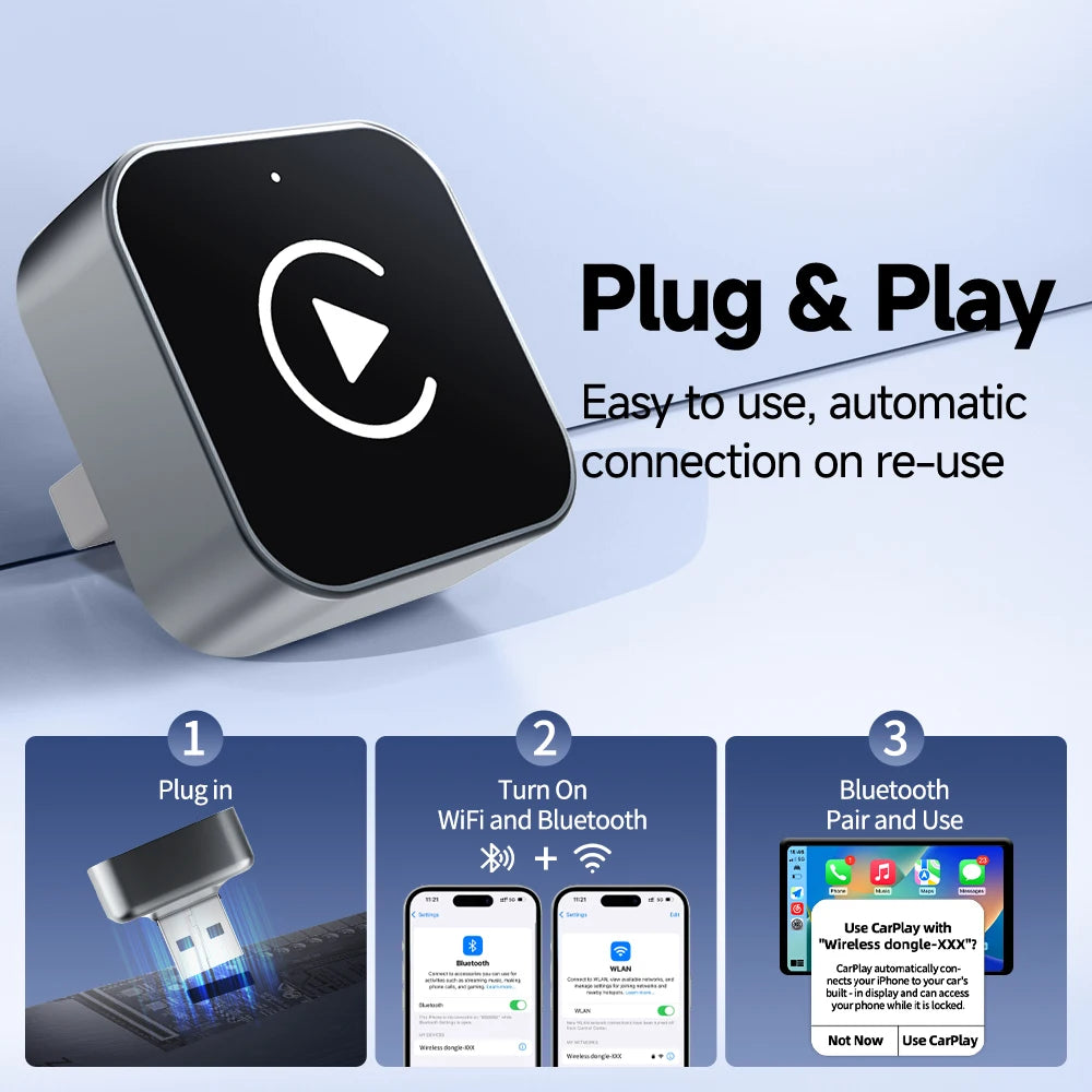 [Upgraded] 2-in-1 Wireless CarPlay & Android Auto Adapter