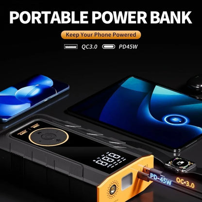 [IMP] 4-IN-1 Car Jump Starter with Air Compressor, Air Pump, Portable Power Bank, Tire Inflator