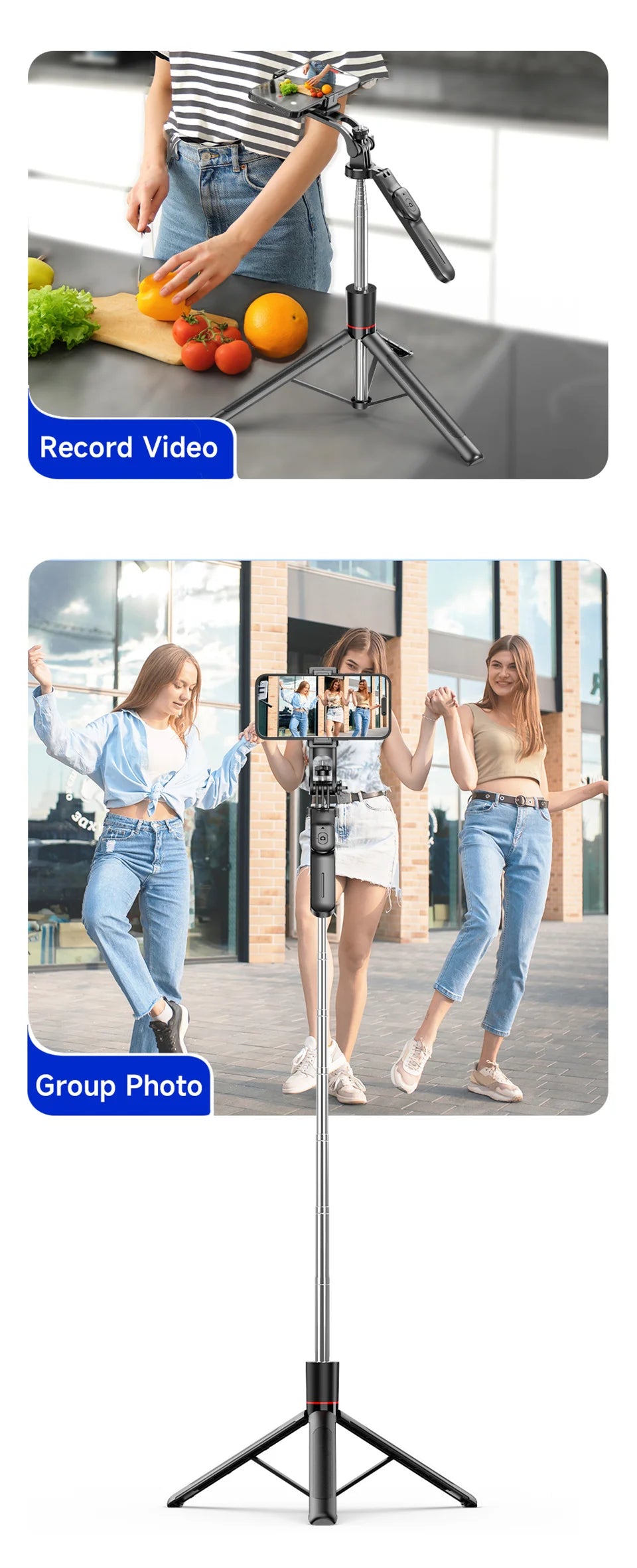 Wireless Bluetooth Selfie Stick Tripod – Extendable 170 cm Phone Stand