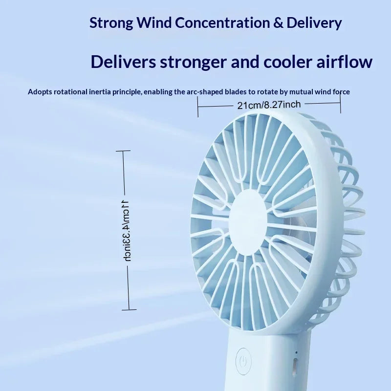 BreezeGo 3-in-1 Mini Handheld Fan – Portable USB Rechargeable Desk & Travel Fan