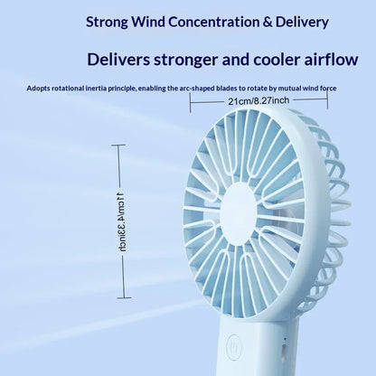 BreezeGo 3-in-1 Mini Handheld Fan – Portable USB Rechargeable Desk & Travel Fan
