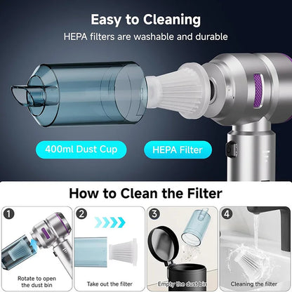 TurboClean Pro – Cordless Mini Car Vacuum Cleaner