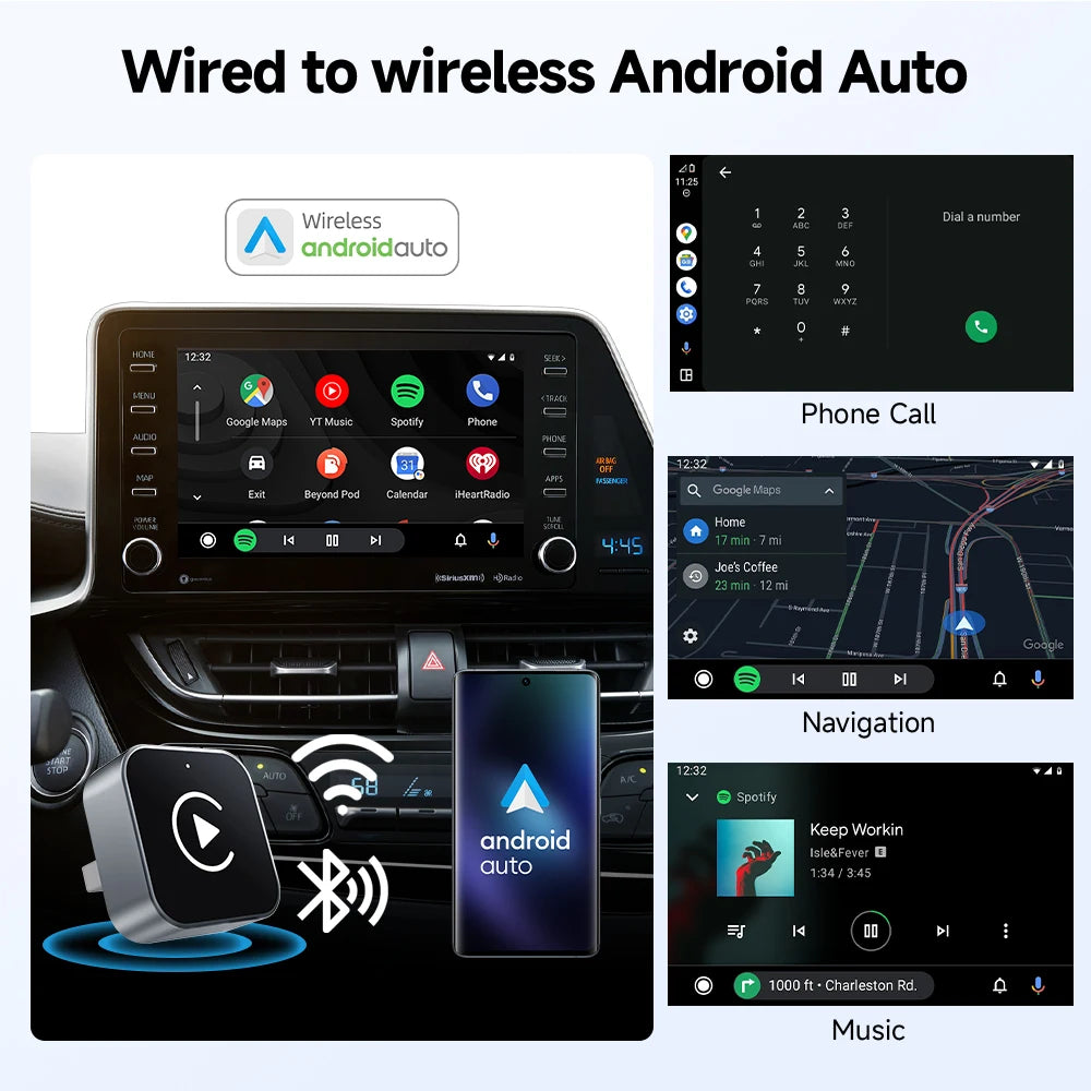 [Upgraded] 2-in-1 Wireless CarPlay & Android Auto Adapter