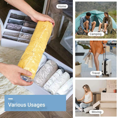 Roll-Up Travel Compression Bags – No Vacuum Required