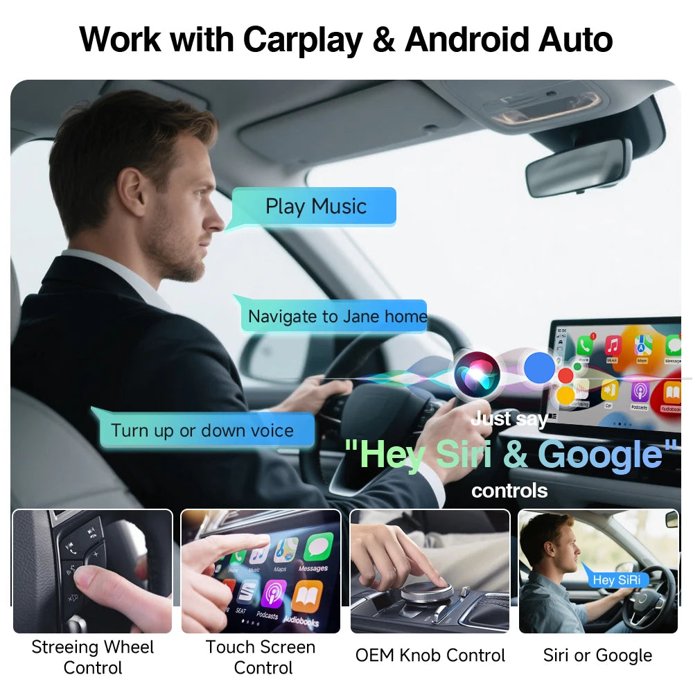 [Upgraded] 2-in-1 Wireless CarPlay & Android Auto Adapter