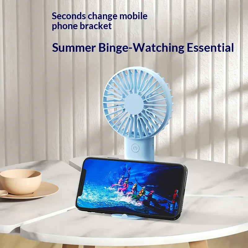 BreezeGo 3-in-1 Mini Handheld Fan – Portable USB Rechargeable Desk & Travel Fan